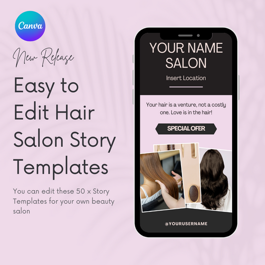 Hair Salon - Pink and Black Editable Social Media STORY Templates